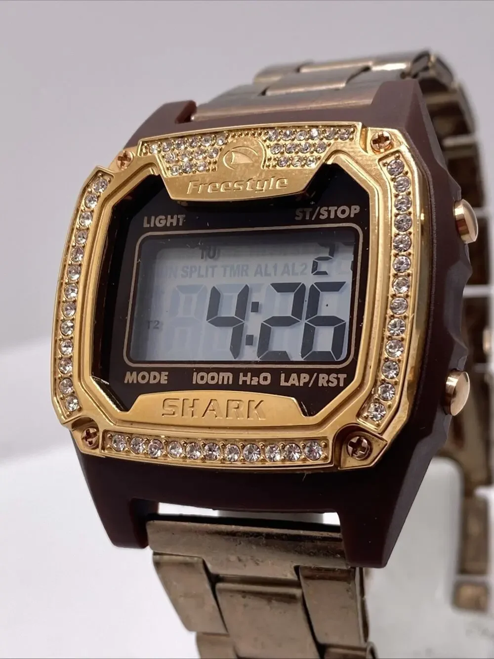 Freestyle Shark Rosegold Rhinestone Metal Band Surfing Watch New Battery